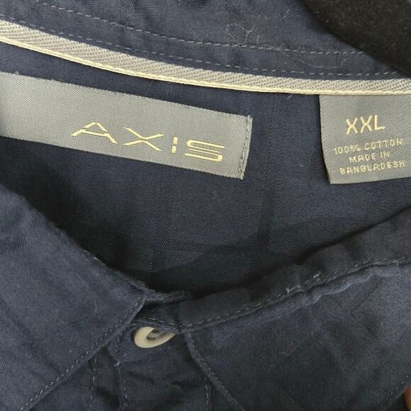 Axis Navy Blue Short Sleeve‎ Button-Up Shirt Size XXL - Picture 3 of 4